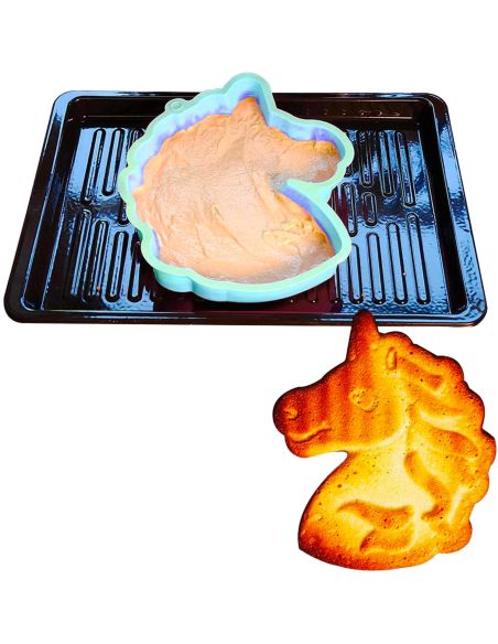 Moule à Gâteau en Silicone Motif Licorne - Dimensions : 25,5 x 20 x 3,5 cm