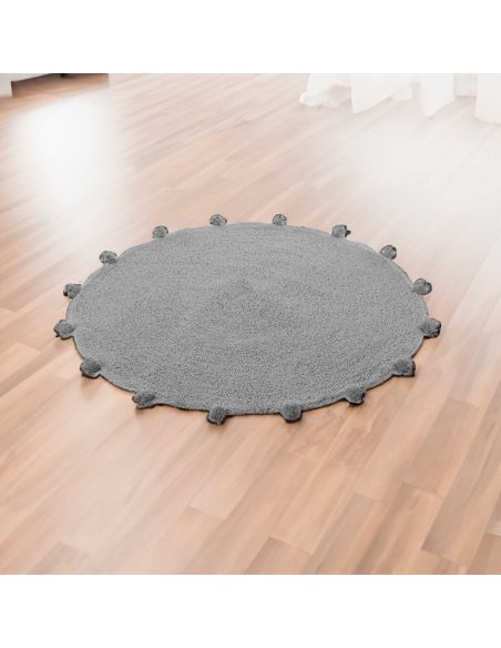Tapis Circulaire en Coton - Dimensions : 80 x 80 cm
