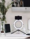 Lampe LED avec Trépied pour Smartphone - Dimensions : 27 x 36 x 50,5 cm