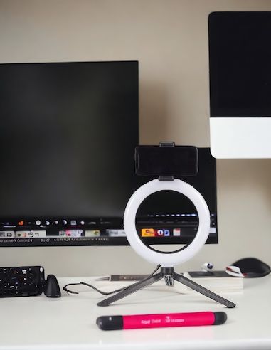 Lampe LED avec Trépied pour Smartphone - Dimensions : 27 x 36 x 50,5 cm