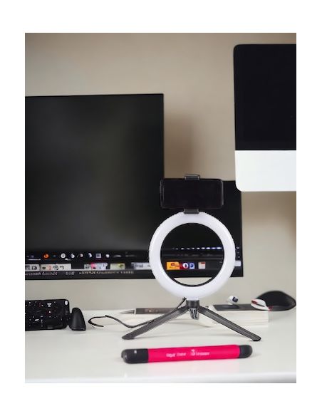 Lampe LED avec Trépied pour Smartphone - Dimensions : 27 x 36 x 50,5 cm