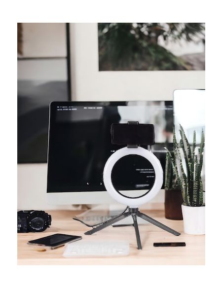 Lampe LED avec Trépied pour Smartphone - Dimensions : 27 x 36 x 50,5 cm
