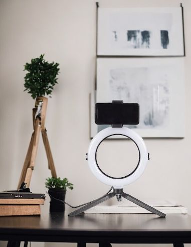 Lampe LED avec Trépied pour Smartphone - Dimensions : 27 x 36 x 50,5 cm