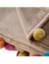 Plaid de Canapé Beige avec Pompons Multicolores - Dimensions : 130 x 160 cm