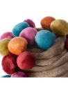 Plaid de Canapé Beige avec Pompons Multicolores - Dimensions : 130 x 160 cm