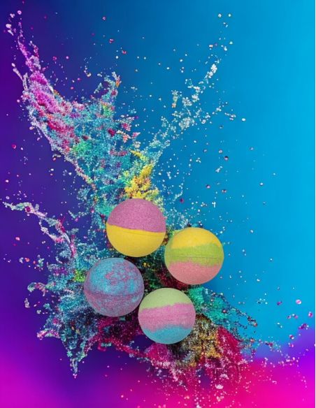 Lot de Quatre Bombes de Bain Pétillantes Fruitées Multi-senteurs