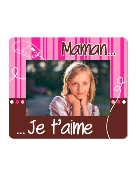 Tapis de Souris Cadre Photo " Maman Je t'aime" - Dimensions : 21 x 18 cm