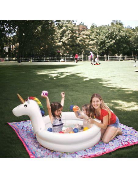 Accessoires de Plage / Piscinette Licorne Gonflable / Dimensions : 192 x 130 x 95 cm