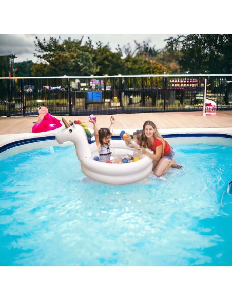 Accessoires de Plage / Piscinette Licorne Gonflable / Dimensions : 192 x 130 x 95 cm
