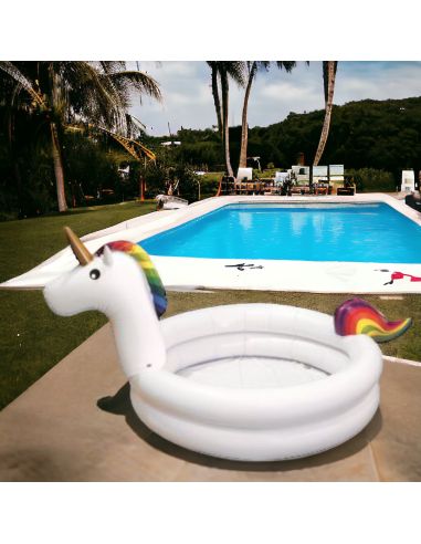 Accessoires de Plage / Piscinette Licorne Gonflable / Dimensions : 192 x 130 x 95 cm