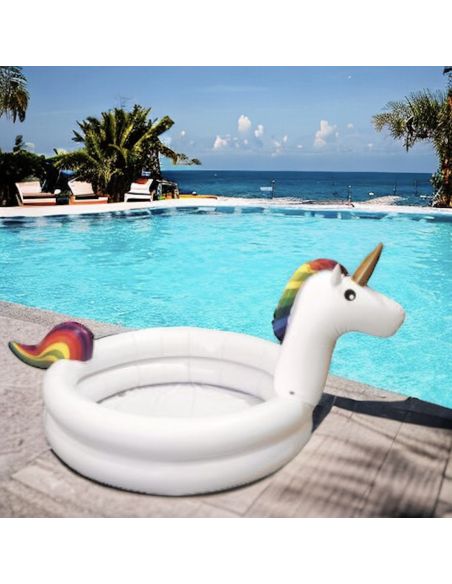 Accessoires de Plage / Piscinette Licorne Gonflable / Dimensions : 192 x 130 x 95 cm