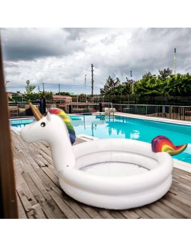 Accessoires de Plage / Piscinette Licorne Gonflable / Dimensions : 192 x 130 x 95 cm