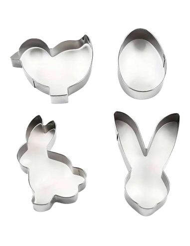 Lot de Quatre Emporte-pièces de Pâques en Inox