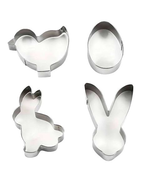 Lot de Quatre Emporte-pièces de Pâques en Inox