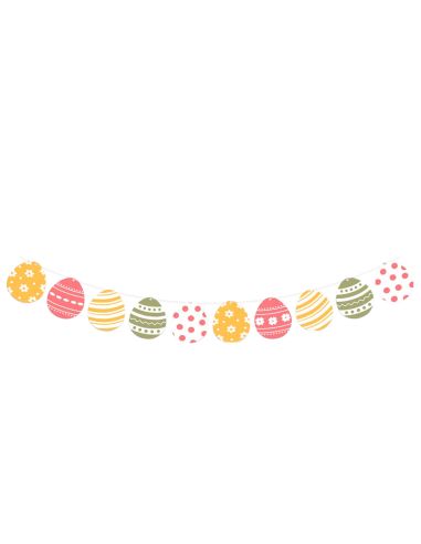 Guirlande 10 Fanions motif Œufs de Pâques - Longueur : 3 mètres
