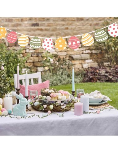 Guirlande 10 Fanions motif Œufs de Pâques - Longueur : 3 mètres