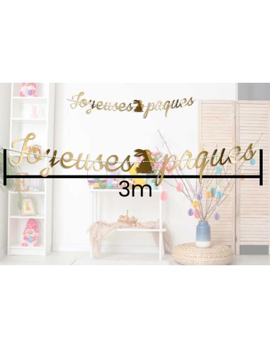 Guirlande Dorée "Joyeuses Pâques" - Longueur : 3 mètres