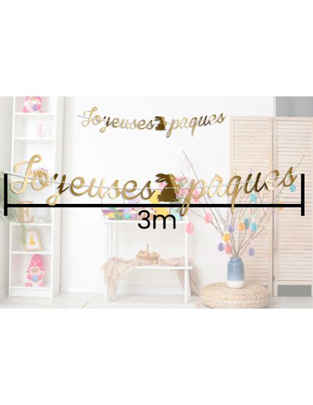 Guirlande Dorée "Joyeuses Pâques" - Longueur : 3 mètres