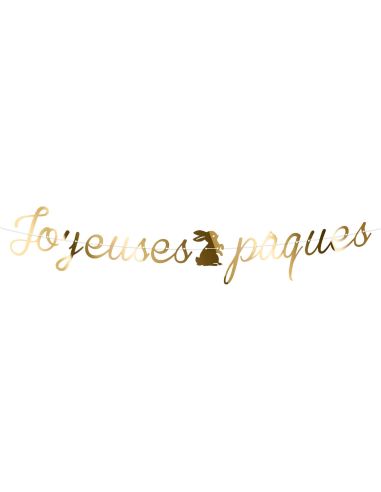 Guirlande Dorée "Joyeuses Pâques" - Longueur : 3 mètres