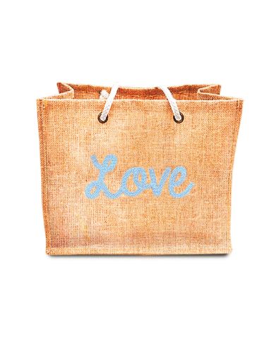 Sac d'Été en Toile de Jute avec Love en Sequin / Dimensions : 42 x 34 cm