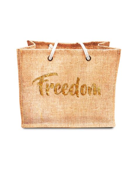 Sac d'Été en Toile de Jute avec Freedom en Sequin / Dimensions : 42 x 34 cm