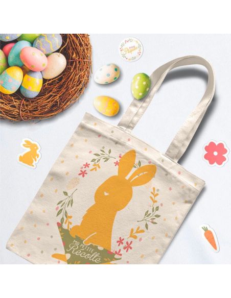 Sac à Oeufs de Pâques "Tote Bag"Ma Petite Récolte - Dimensions : 41 x 22 cm