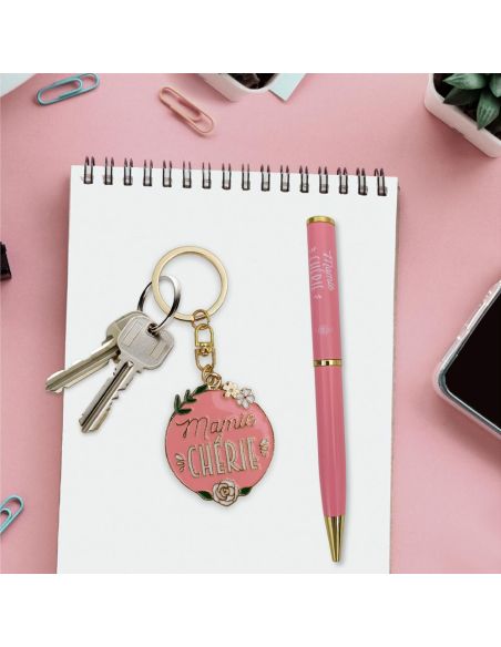 Coffret Stylo + Porte Clés Motif Mamie Chérie
