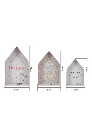 Lot De 3 Boîtes Gigognes Blanches et Roses  - Hauteur : 23 cm à 32 cm