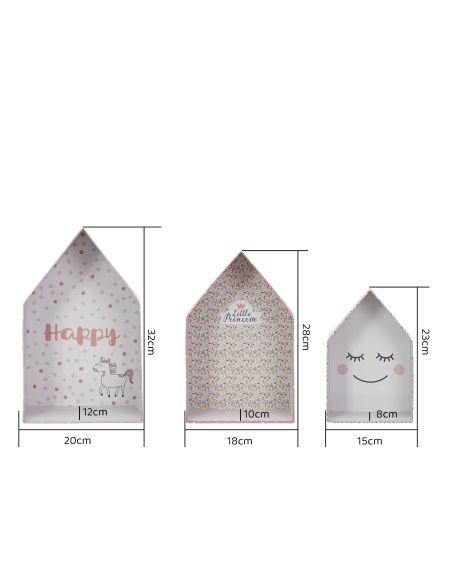 Lot De 3 Boîtes Gigognes Blanches et Roses  - Hauteur : 23 cm à 32 cm