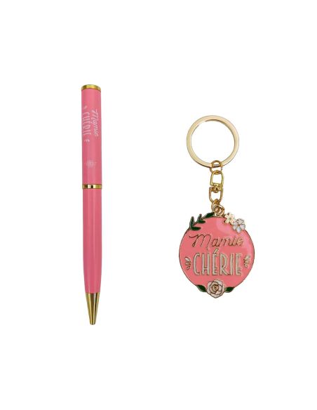 Coffret Stylo + Porte Clés Motif Mamie Chérie