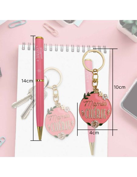 Coffret Stylo + Porte Clés Motif Mamie Chérie