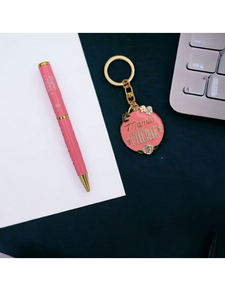 Coffret Stylo + Porte Clés Motif Mamie Chérie