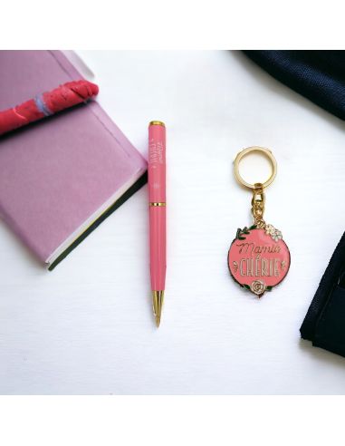 Coffret Stylo + Porte Clés Motif Mamie Chérie