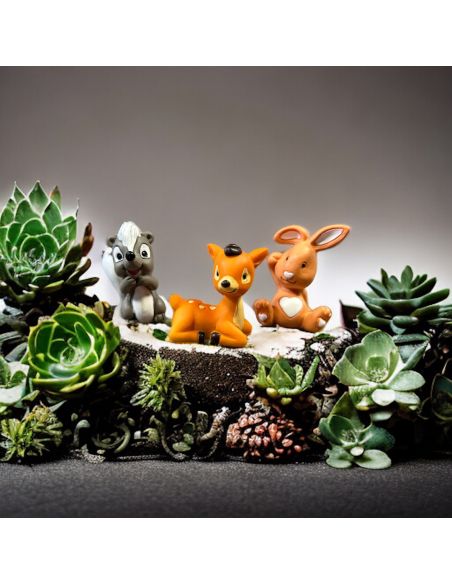 Lot de 3 Figurines Les Amis de la Forêt en Résine / Hauteur : 4 cm