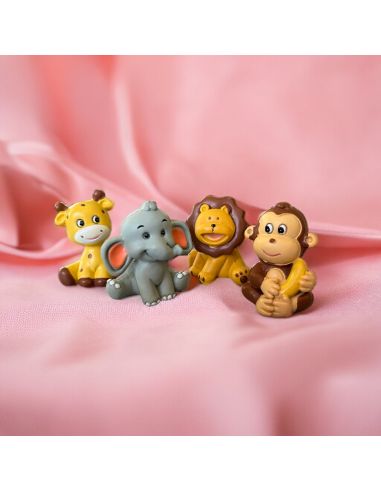 Lot de 4 Figurines Animaux d'Afrique en Résine - Hauteur : 4 cm