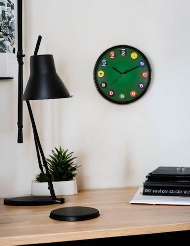 Horloge Murale avec Motif Billard / Diamètre : 30,5 cm