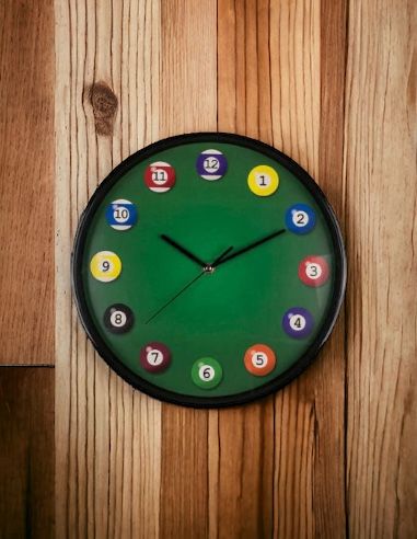Horloge Murale avec Motif Billard / Diamètre : 30,5 cm