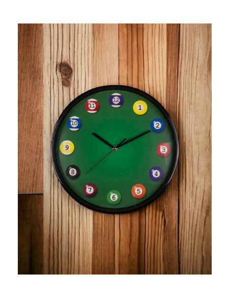 Horloge Murale avec Motif Billard / Diamètre : 30,5 cm