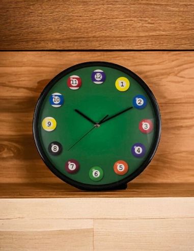 Horloge Murale avec Motif Billard / Diamètre : 30,5 cm