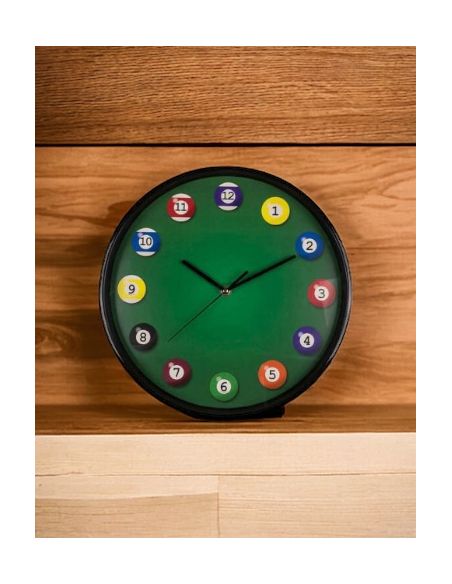 Horloge Murale avec Motif Billard / Diamètre : 30,5 cm
