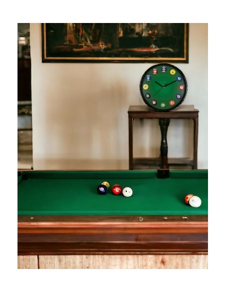Horloge Murale avec Motif Billard / Diamètre : 30,5 cm