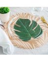 4 Sets De Table Ronds Feuilles en Toile de Jute - Diamètre 38 cm