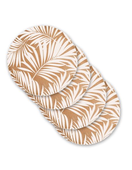 4 Sets De Table Ronds Feuilles en Toile de Jute - Diamètre 38 cm