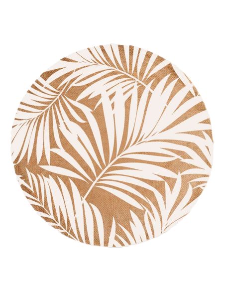 4 Sets De Table Ronds Feuilles en Toile de Jute - Diamètre 38 cm