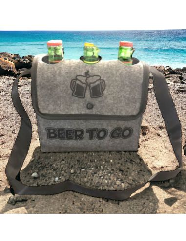 Sac à Bandoulière pour 3 bouteilles de bières / Dimensions : 20 x 21 cm