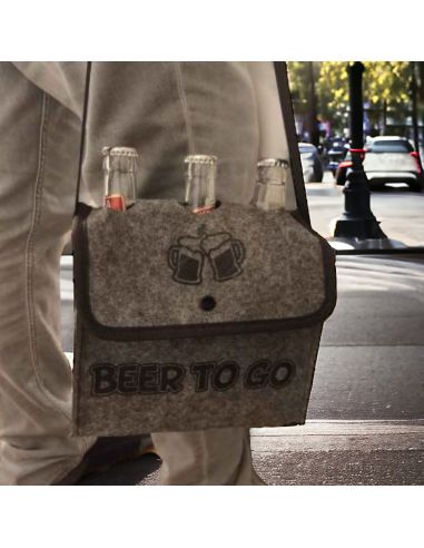 Sac à Bandoulière pour 3 bouteilles de bières / Dimensions : 20 x 21 cm