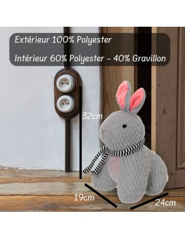 Cale Porte en Forme de Lapin - 2 coloris Disponibles - Dimensions :  24 x 19 x 32 cm