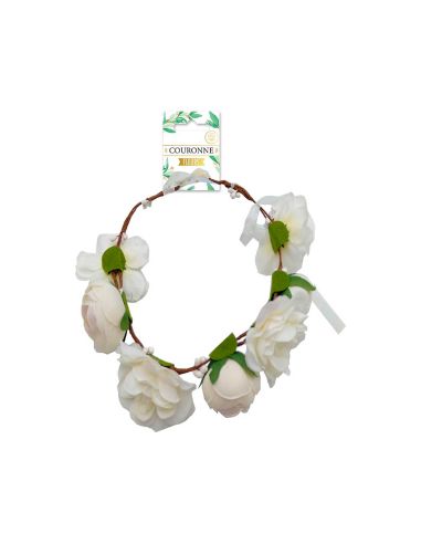 Couronne de Fleurs Blanches Artificielles Pour Mariages