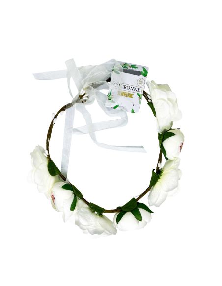 Couronne de Fleurs Blanches Artificielles Pour Mariages