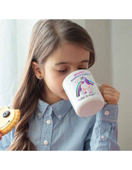 Mug Joyeux anniversaire Licorne - Dimensions : 11,5 x 8 x 9,7 cm